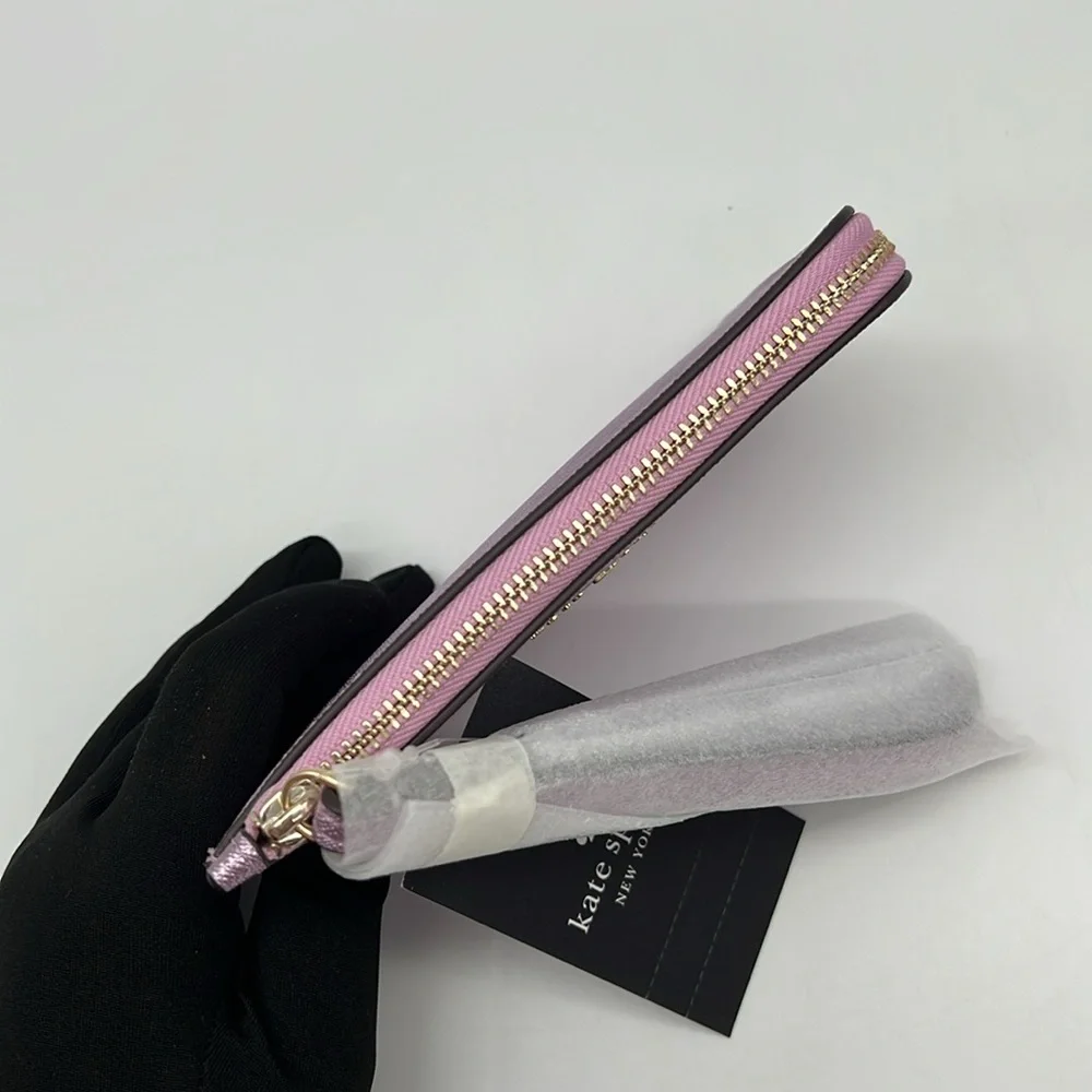Kate Spade Lucy Metallic Small L-zip Wristlet Quartz Pink